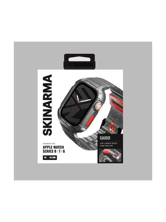 Skinarma Strap+saido Cover 2in1 Apple Watch 45/44mm Smoke