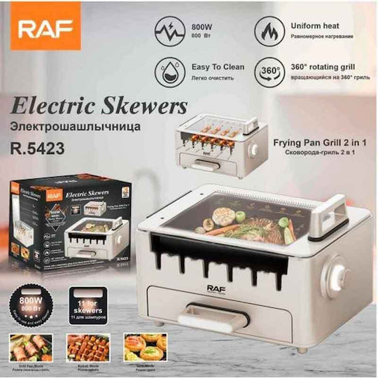 Raf Tabletop Grătar Electric Grătar 800W cu Capac și Termostat Reglabil
