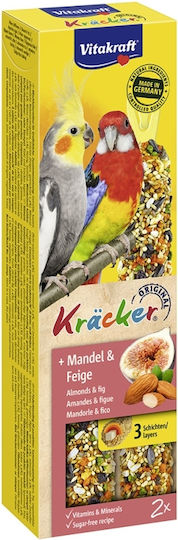 Vitakraft Kräcker Duo Futter in Stick für Mittlere Papageien mit Mandeln & Feigen 2 Stück 180gr