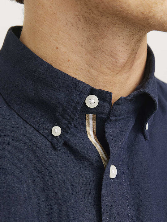 Button Down Langärmlig Baumwolle Hemd Dark Blue