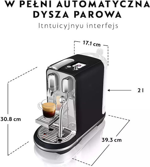Sage Creatista Plus Καφετιέρα για Κάψουλες Nespresso Πίεσης 15bar Μαύρη