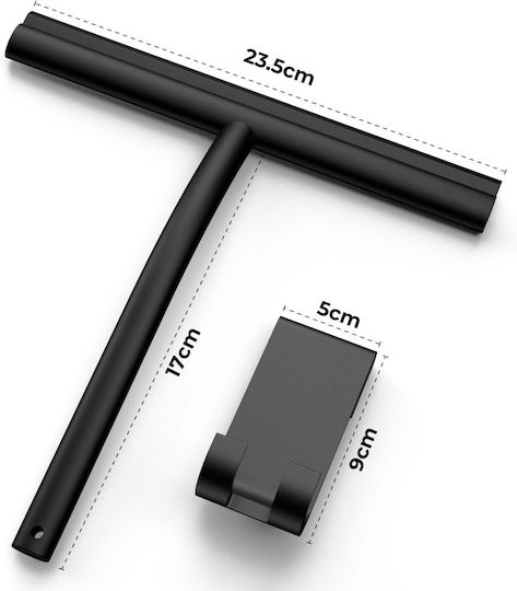 Brovamo Scraper-black-02 Shower Cleaner Holder No Drilling Streak-Free Shower Squeegee Glass Door Silicone Shower Cleaner Bathroom Window Mirror Car Glass Black