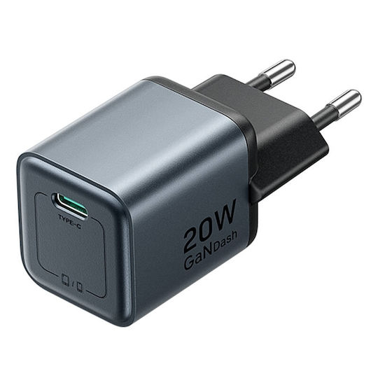 Vention Φορτιστής Χωρίς Καλώδιο GaN με Θύρα USB-C 20W Power Delivery / Quick Charge 2.0 / Quick Charge 3.0 Γκρι (TZ-FEVH0-EU)