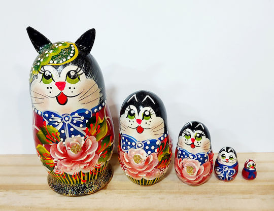 Matryoshka Cat Doll 5-piece 10 cm