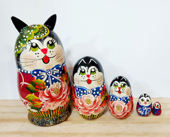 Matryoshka Cat Doll 5-piece 10 cm