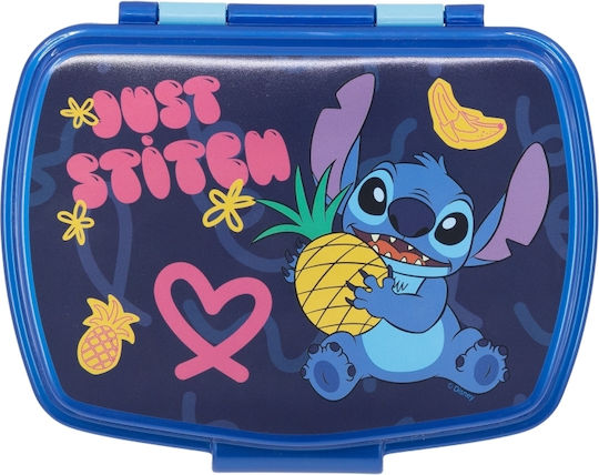 Disney Stitch Πλαστικό Παιδικό Δοχείο Φαγητού Μπλε 17 x 13.3 x 5.6εκ.