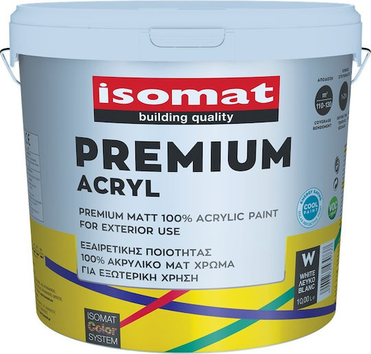 Isomat Premium Acryl Plastic Acrilyc Paint for Exterior Use White 10lt