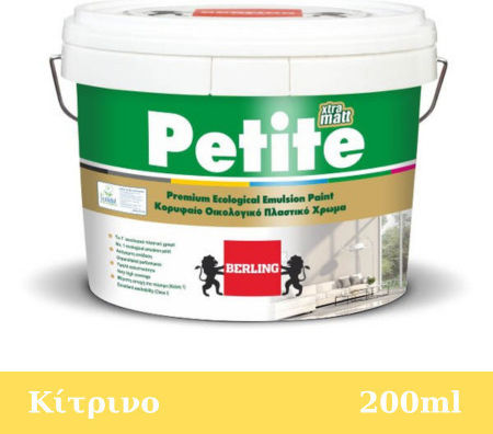 Berling Petite Matt Πλαστικό Χρώμα Οικολογικό για Εσωτερική Χρήση Κίτρινο 200ml