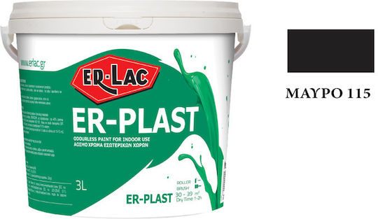 ER-LAC ER-Plast Πλαστικό Χρώμα 115 για Εσωτερική Χρήση Μάυρο 750ml