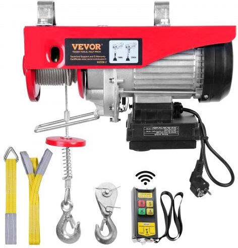 Vevor Elektrische Hebevorrichtung 1600 W WLAN-Fernbedienung Maximale Hubhöhe 6/12 m Geschwindigkeit 10 m/min Kapazität 500/1000 kg
