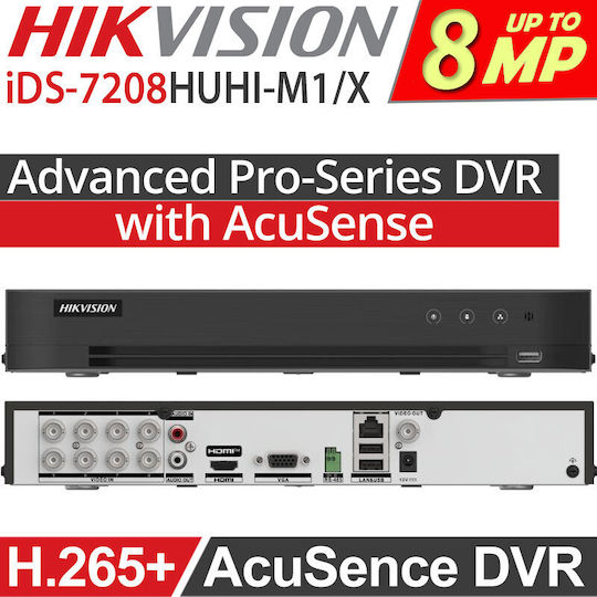 Hikvision iDS-7208HUHI-M1/X Καταγραφικό HVR 8 Καναλιών με Ανάλυση 4K
