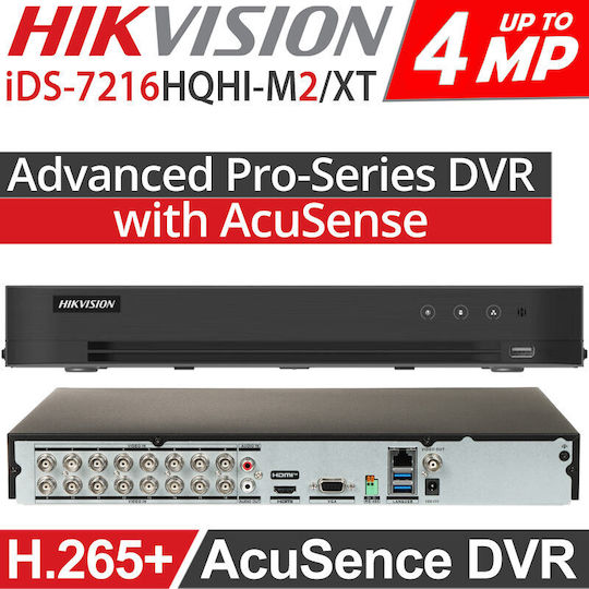 Hikvision Überwachungs-Videorekorder DVR 16 Kanäle mit Auflösung Full HD+ iDS-7216HQHI-M2/XT