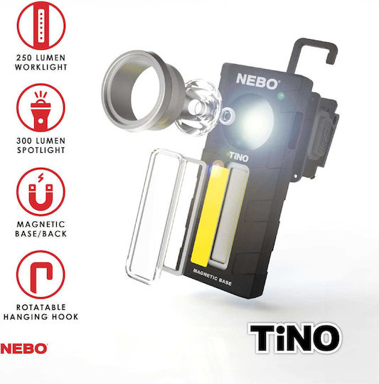 Nebo Φακός Συνεργείου Μπαταρίας LED Διπλής Λειτουργίας με Φωτεινότητα έως 300lm Tino