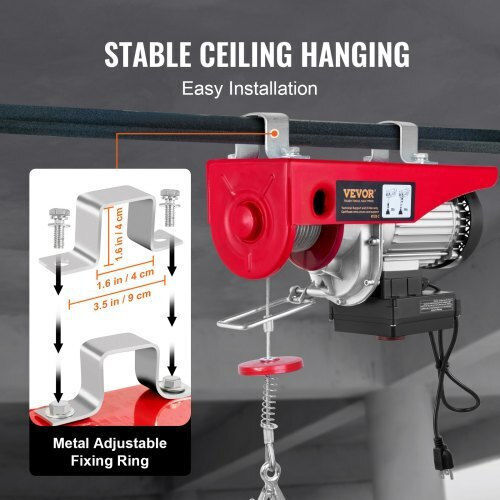 Vevor Electric Hoist 510 W Wifi Remote Control Maximum Lifting Height 6/12 M Speed 10 M Min Capacity 125 250 Kg