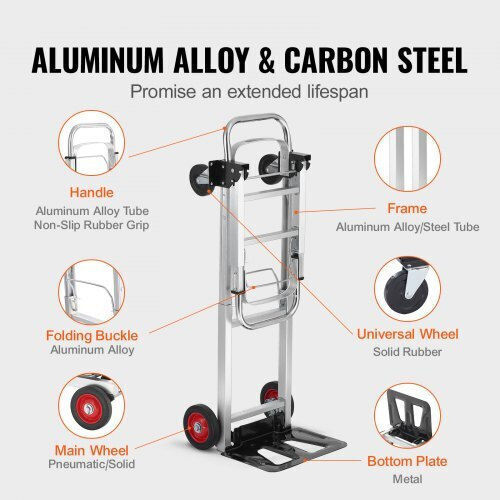 2-in-1 Cargo Trolley Maximum Capacity 181 Kg Weight 8 Kg Aluminum Foldable 384 X 1075 X 867 Mm