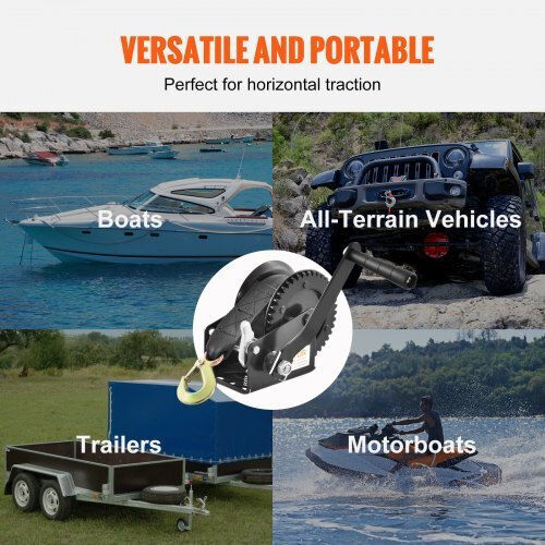 Vevor 550 Kg Manual Winch Strap 2-Way Ratchet Boats ATVs Trailers