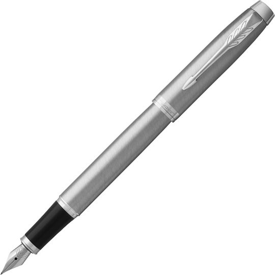 Parker IM Essential Сребриста Писалка Medium от Inox с Червено Мастило