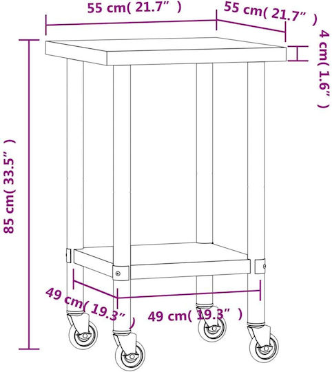 vidaXL Steel Workbench L55xD55xH85cm