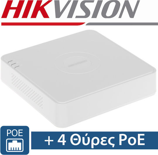 Hikvision Überwachungs-Videorekorder NVR 4 Kanäle mit Auflösung Full HD+ DS-7104NI-Q1/4P(D)