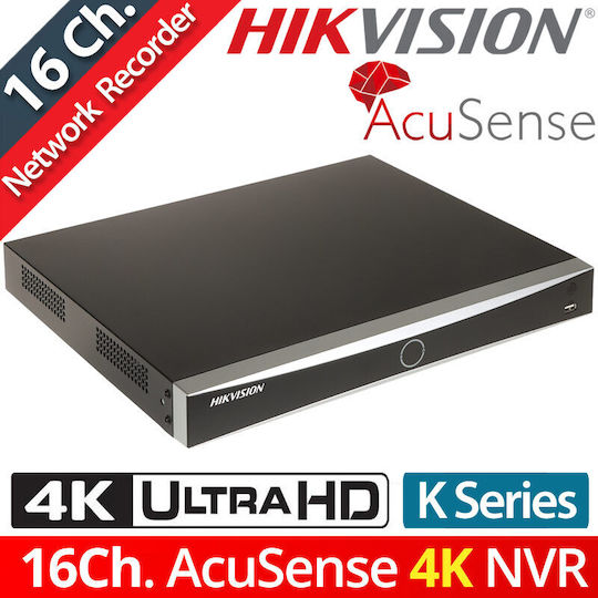 Hikvision DS-7616NXI-K2(D) NVR Recorder 16 Channels with 4K Resolution