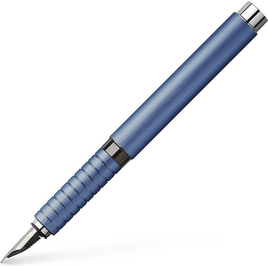 Faber-Castell Πένα Γραφής Medium 0.8mm Μπλε από Αλουμίνιο με Μπλε Μελάνι