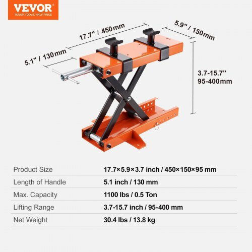 Motorcycle Scissor Jack Vevor 500 Kg Capacity Lifting Range 95-400 Mm