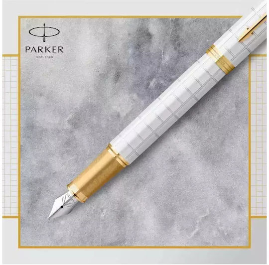 Parker I.M. Premium Писалка Medium Бяла от Inox с Червено Мастило