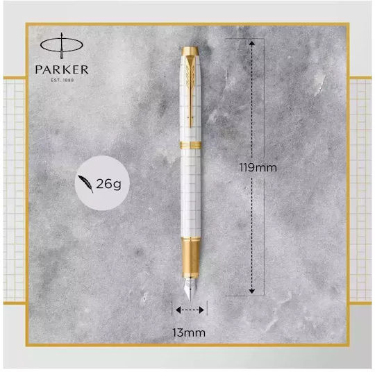 Parker I.M. Premium Писалка Medium Бяла от Inox с Червено Мастило