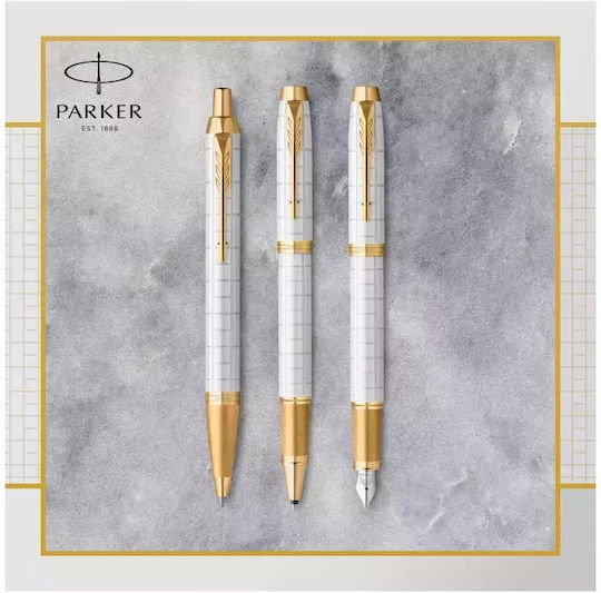 Parker I.M. Premium Писалка Medium Бяла от Inox с Червено Мастило