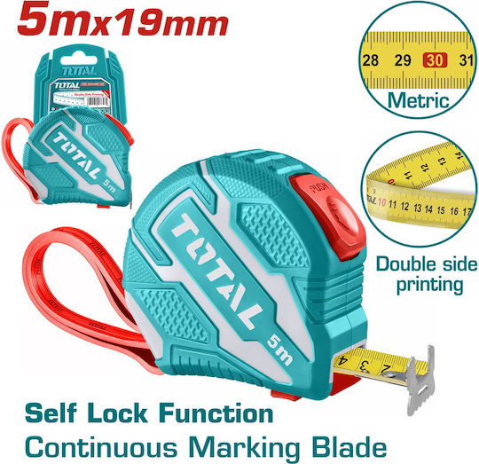 Total Tape Measure with Auto-Rewind 19mm x 5m