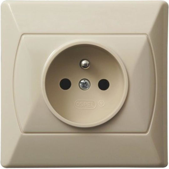 Ospel Akcent Single Walled Power Socket Beige