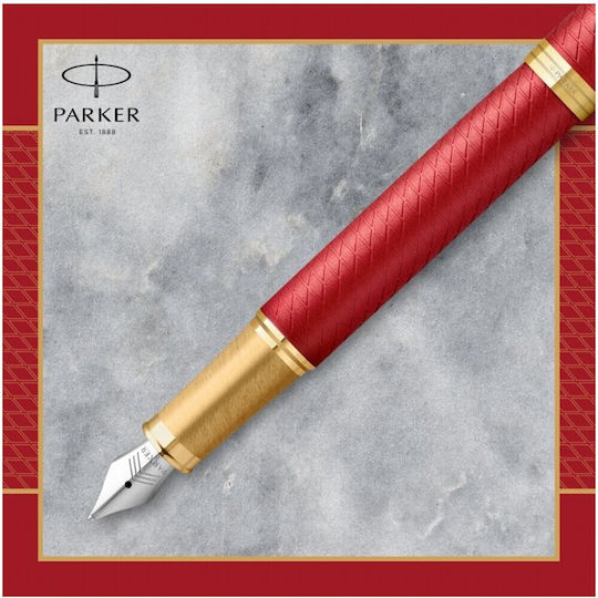 Parker Schreibfeder Fein 0.5mm Rot aus Aluminium mit Rot Tinte und mit 1 Ersatzfedern