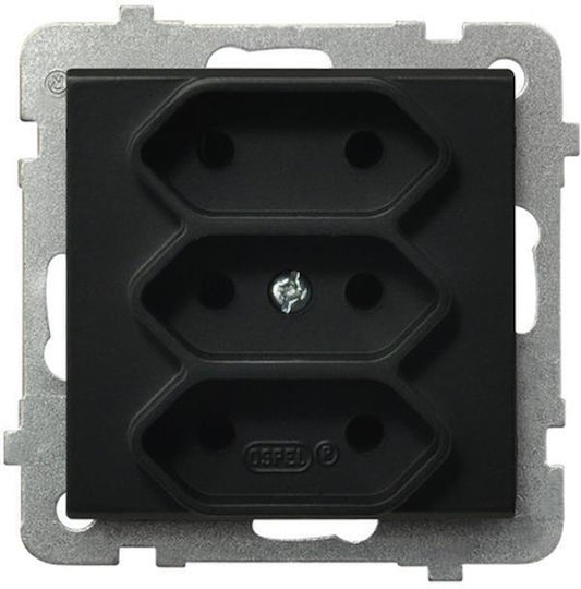 Ospel Sonata Triple Walled Power Socket Black GP-3R M 33