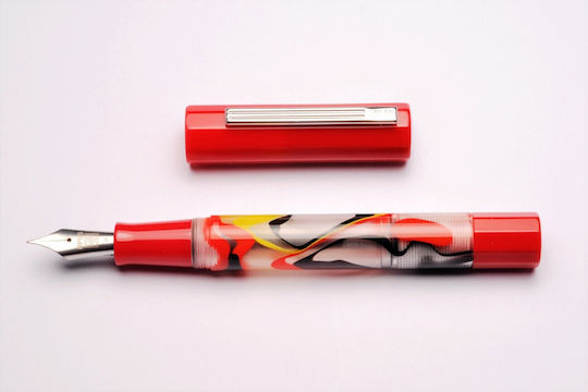 Opus 88 Flow Transparent Red Fountain Pen 101030 Nibs Broad