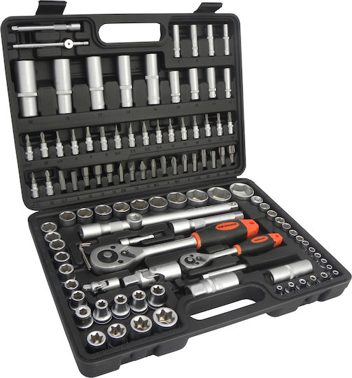 Geko L-Tech Set de chei tubulare și clichet 1\2" & 1\4" 108buc