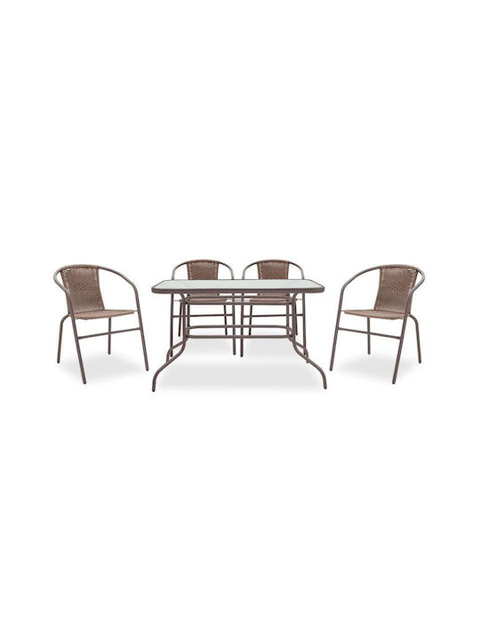 Set Sala De Mese Pentru Exterior Valor Obbi 7 Piese Maro