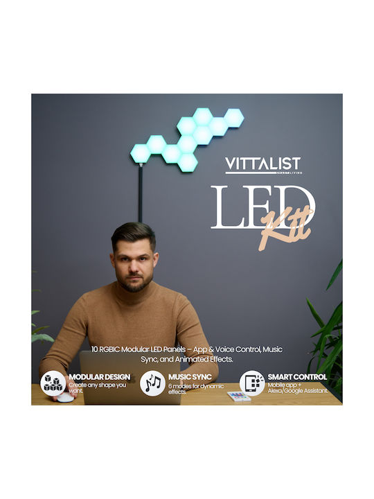 Vittalist Smart Διακοσμητικό Φωτιστικό LED Πίνακας 10x10εκ.