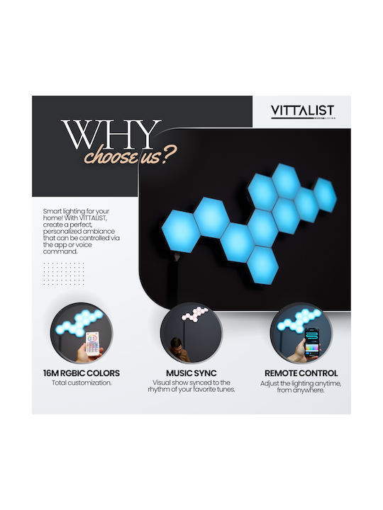 Vittalist Smart Διακοσμητικό Φωτιστικό LED Πίνακας 10x10εκ.