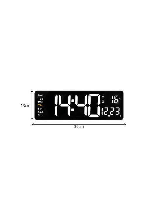 Verk Group Ρολόι Τοίχου Ψηφιακό Λευκό 13x39cm