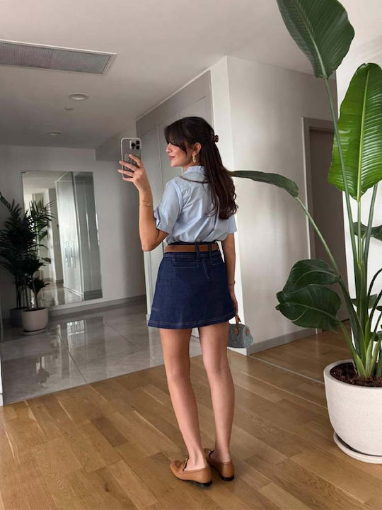 Kurzärmelig Damen Hemd Light Blue