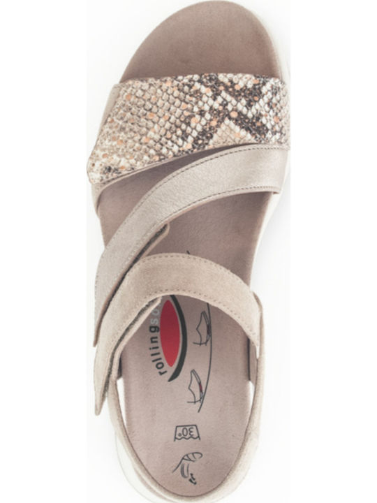 Anatomic Women's Leather Ankle Strap Platforms Beige