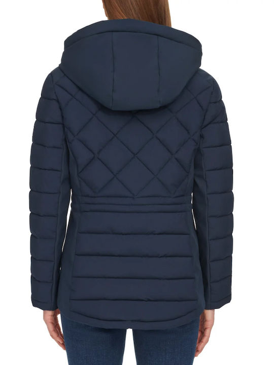 Kurz Damen Puffer Jacke für Winter Blau