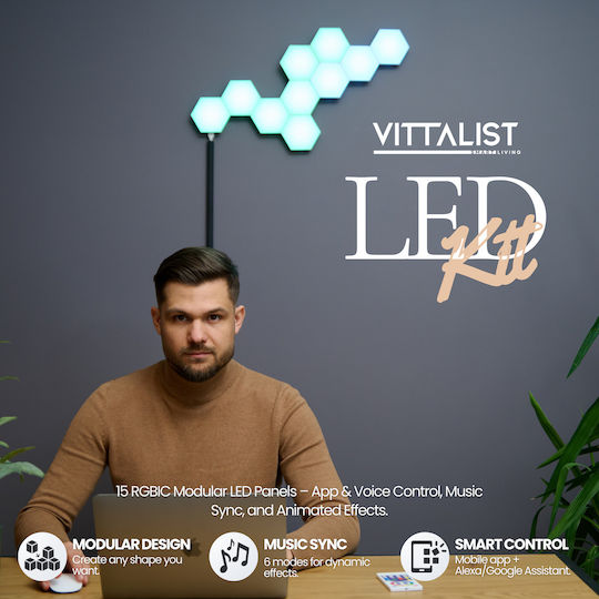 Vittalist Smart Διακοσμητικό Φωτιστικό LED Πίνακας 12εκ.