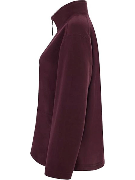 Fleece Jachetă de damă cu Fermoar Wine