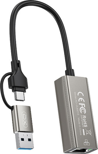 XO 16.005.0354 USB-C Netzwerkadapter mit Verkabelte Ethernet Verbindung