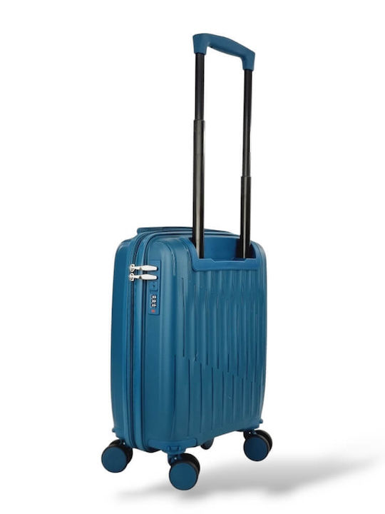 Playful Bags Cabin Travel Suitcase Hard Petrol Blue with 4 Wheels Height 40cm