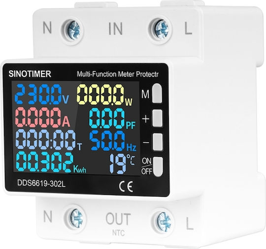 Sinotimer Protection Relay Over Under Voltage Energy Meter Adjustable 0-63a High Precision Energy Monitor