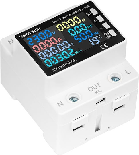Sinotimer Protection Relay Over Under Voltage Energy Meter Adjustable 0-63a High Precision Energy Monitor