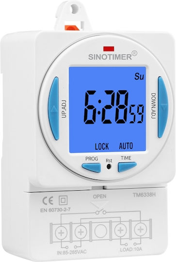 Digital Relay Timer Sinotimer 200-250vac 50/60hz 7 Days Lcd Display Tm6338h-30d