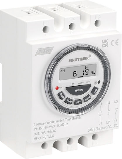 Comutator de siguranță temporizat automat 380v 30a Sinotimer Comutator programabil Tm619-380v-30a